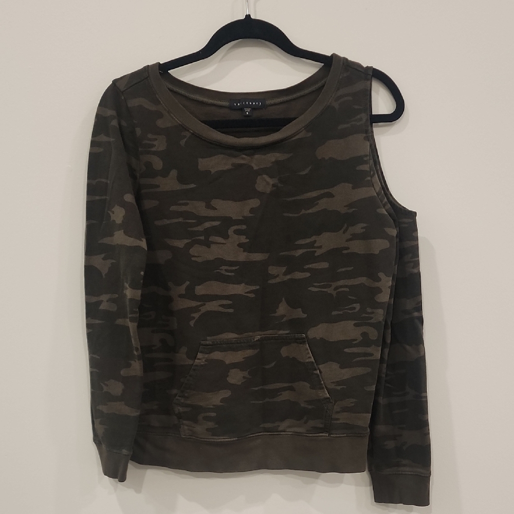 Sanctuary Olive Camouflage Asymmetric Sweatshirt
